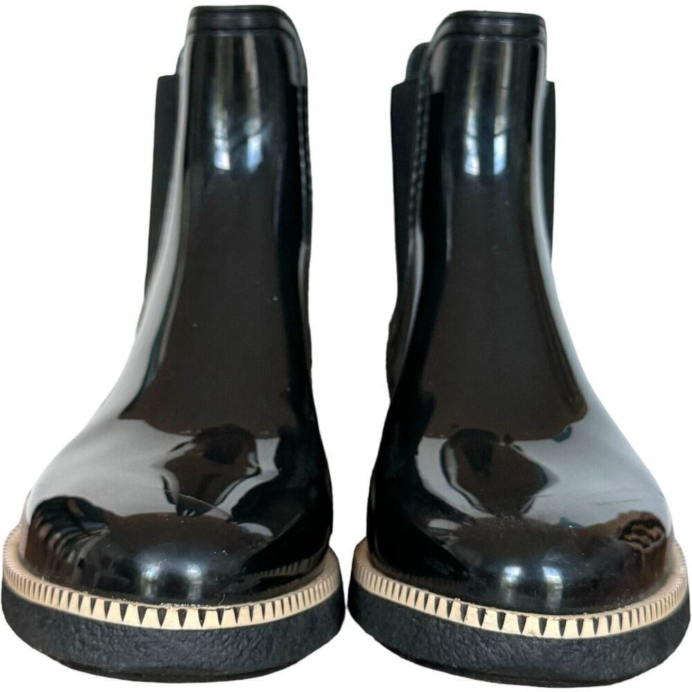 Lemon Jelly Womens Ava Chelsea Rain Boots Black Pull On Almond Toe Ankle 7 EU 38 - Picture 12 of 12